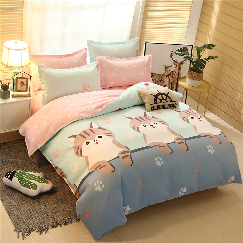 KTX-787155 Cashmere Cotton Flower Print Bedding Set - Available in Three-Piece and Four-Piece Options for Beds Up to 2.0m