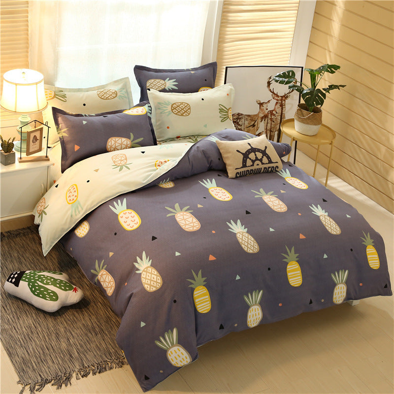 KTX-787155 Cashmere Cotton Flower Print Bedding Set - Available in Three-Piece and Four-Piece Options for Beds Up to 2.0m