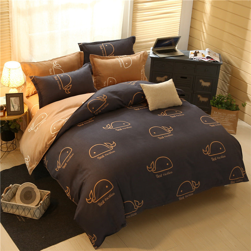 KTX-787155 Cashmere Cotton Flower Print Bedding Set - Available in Three-Piece and Four-Piece Options for Beds Up to 2.0m