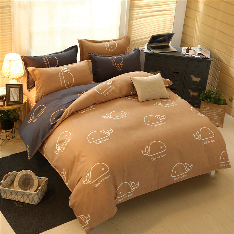 KTX-787155 Cashmere Cotton Flower Print Bedding Set - Available in Three-Piece and Four-Piece Options for Beds Up to 2.0m