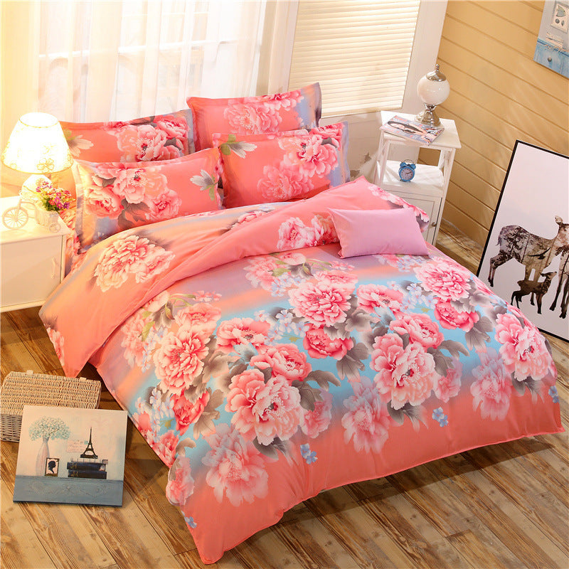 KTX-787155 Cashmere Cotton Flower Print Bedding Set - Available in Three-Piece and Four-Piece Options for Beds Up to 2.0m
