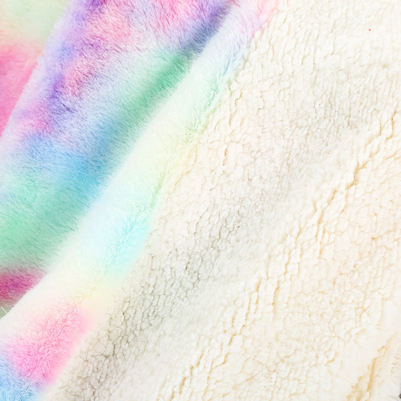 KTX-788691 Rainbow Tie Dye Double Layer Polyester Blanket - Soft, Durable, and Easy to Care for 130x160cm and 160x200cm Options