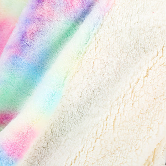 KTX-788691 Rainbow Tie Dye Double Layer Polyester Blanket - Soft, Durable, and Easy to Care for 130x160cm and 160x200cm Options