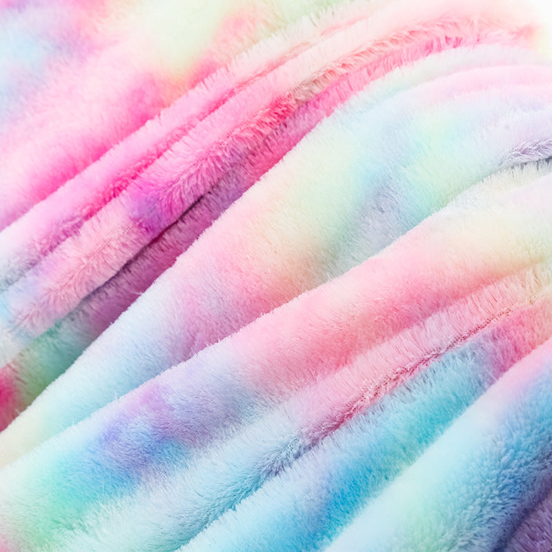 KTX-788691 Rainbow Tie Dye Double Layer Polyester Blanket - Soft, Durable, and Easy to Care for 130x160cm and 160x200cm Options