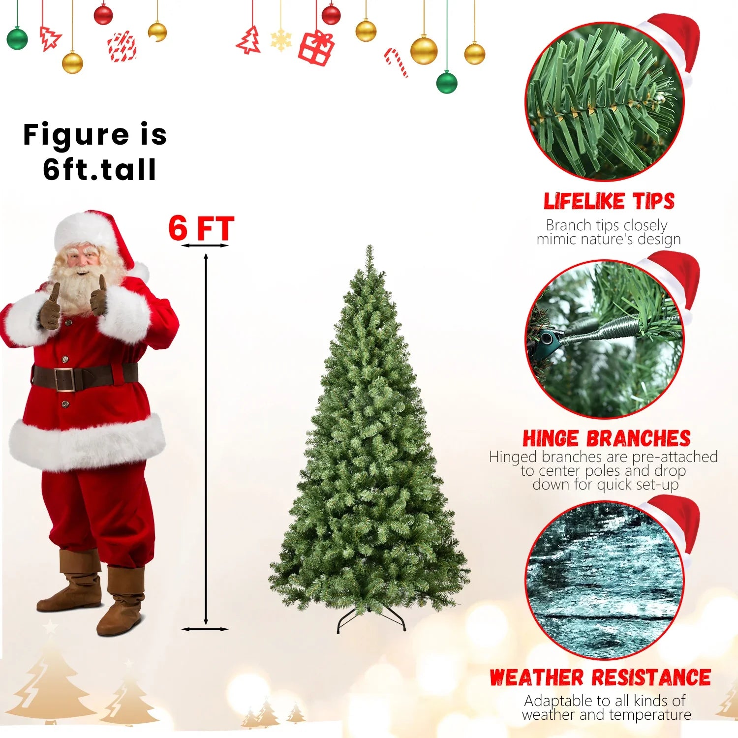 KTX-789139 Faux Pine LED Christmas Tree - Easy Assembly for Indoor & Outdoor Holiday Decor