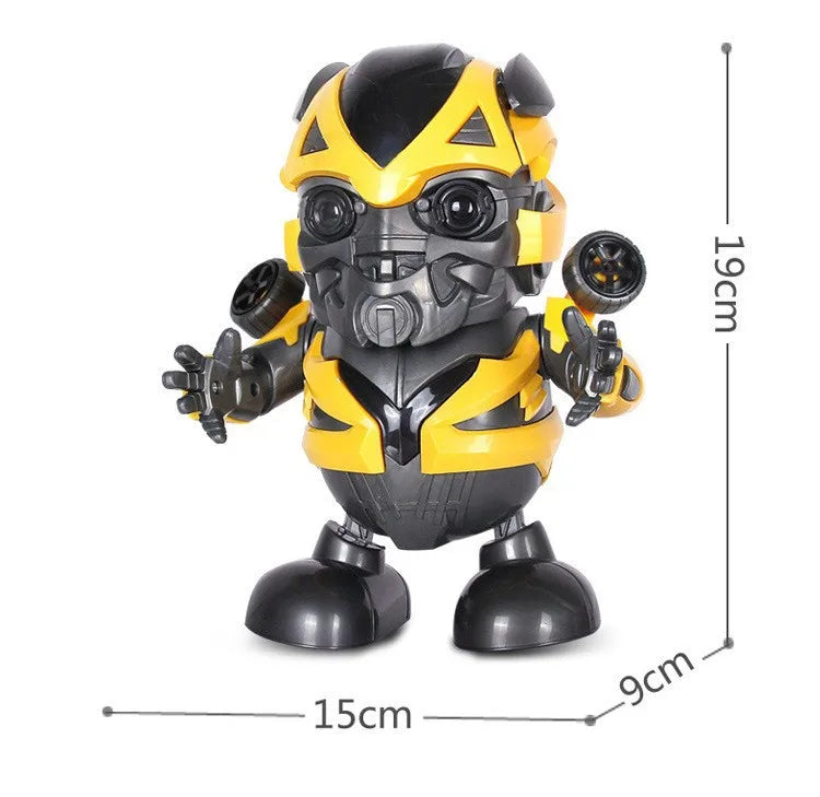KTX-789523 Dancing Robot Toy with Light and Music for Kids, Interactive Educational Action Figure in Yellow Bee Design