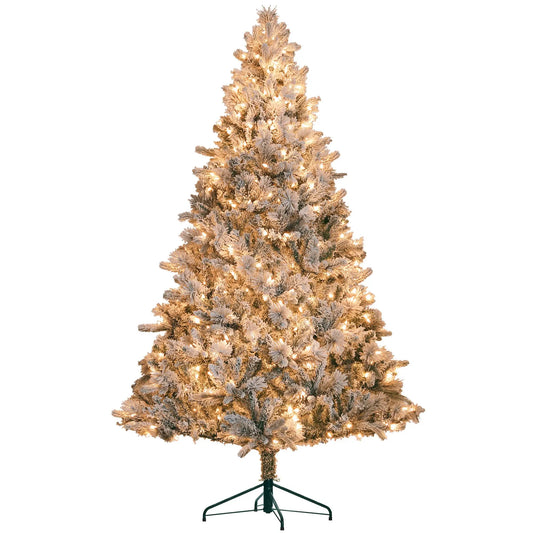 KTX-790291 7.5 ft Pre-Lit Artificial Christmas Tree with 500 Clear Lights & Snow Flocked Tips (Model D0100HRRA5TD0102HAY6ST)