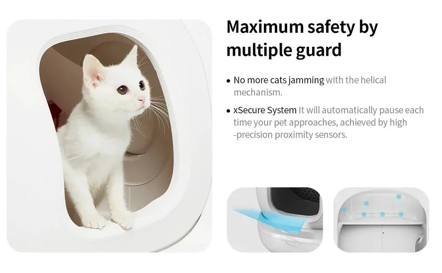 KTX-790291 Automatic Self-Cleaning Cat Litter Box with App Control, 7L Waste Capacity, White