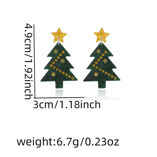 KTX-790483 Holiday Acrylic Earrings Set with Alpaca, Dinosaur, Cactus, and Gingerbread Designs