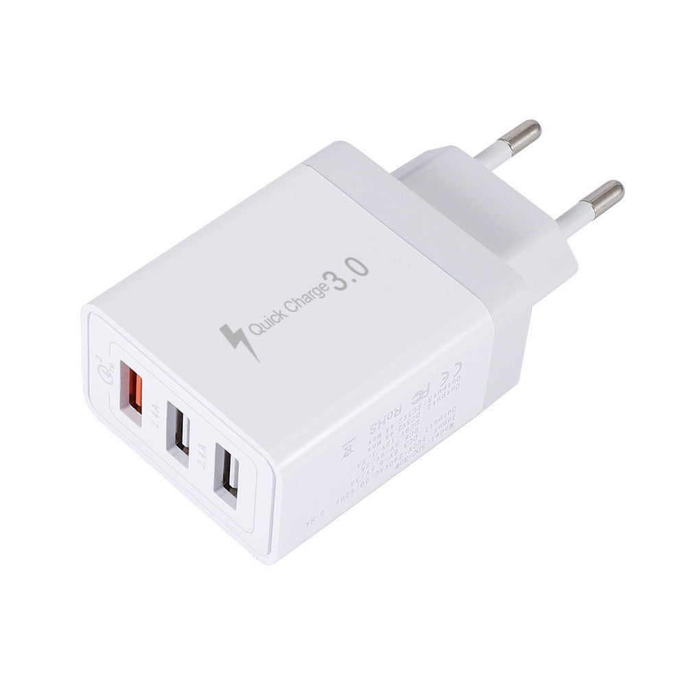 KTX-790739 Universal Fast Charging 3-USB Wall Charger - Compatible with EU, US, UK Standards