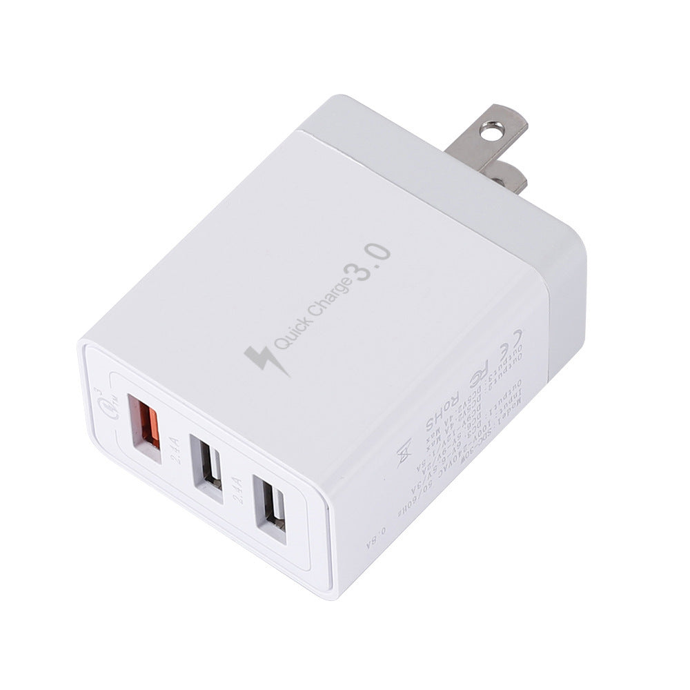 KTX-790739 Universal Fast Charging 3-USB Wall Charger - Compatible with EU, US, UK Standards
