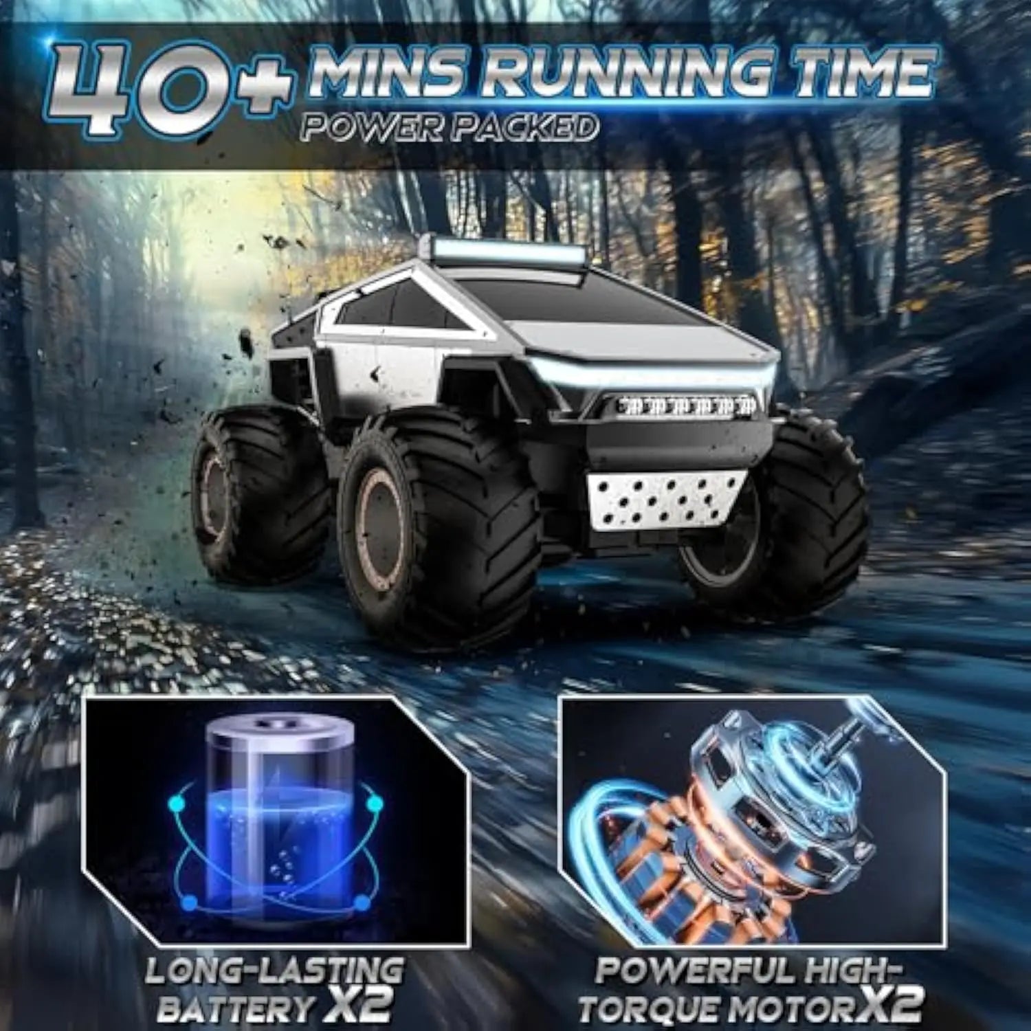 KTX-791507 Large-Scale Remote Control Cyber Truck with Lights and Music, 1:12 Scale, Off-Road Capability