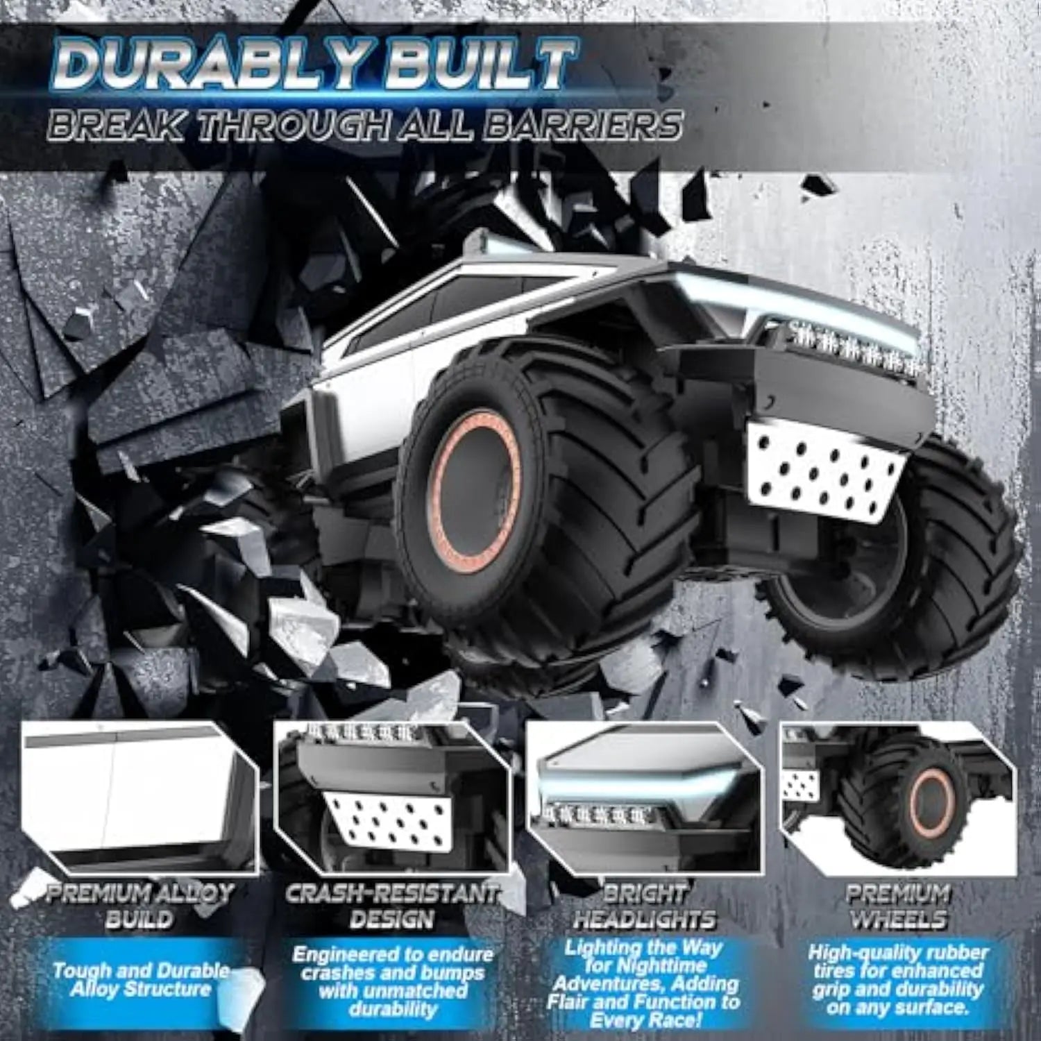 KTX-791507 Large-Scale Remote Control Cyber Truck with Lights and Music, 1:12 Scale, Off-Road Capability