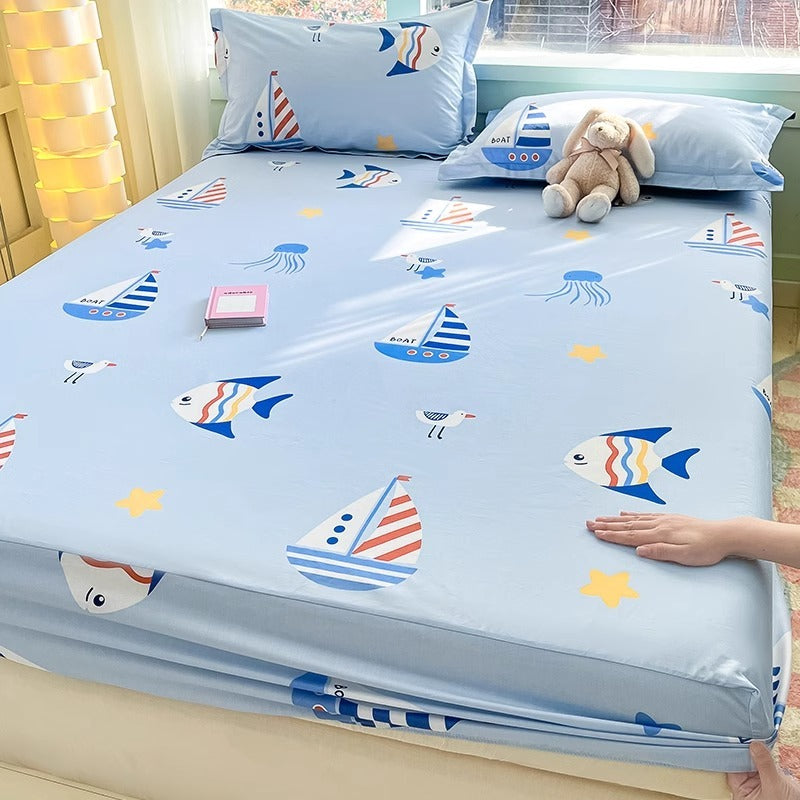 KTX-791635 Cartoon Anime Pure Cotton Fitted Bed Sheet - Multiple Sizes Available
