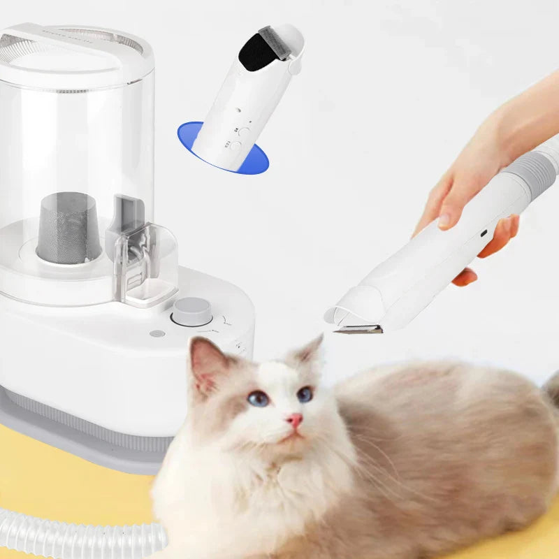 KTX-792083 Pet Grooming Kit with Vacuum Electric Trimmer and Hair Dryer for Cats
