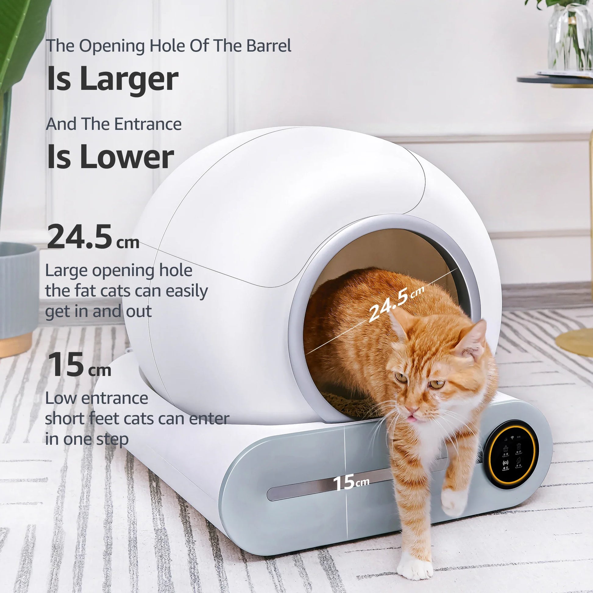 KTX-792275 Smart Automatic Cat Litter Box with 65L Capacity and App Control for Multiple Cats
