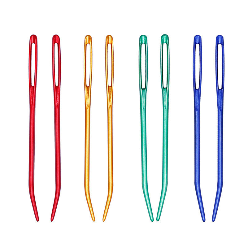 KTX-792659 Knitting Needles Set - Multi-Color 70mm Big Eye Elbow Metal Yarn Needles for Hand Knitting
