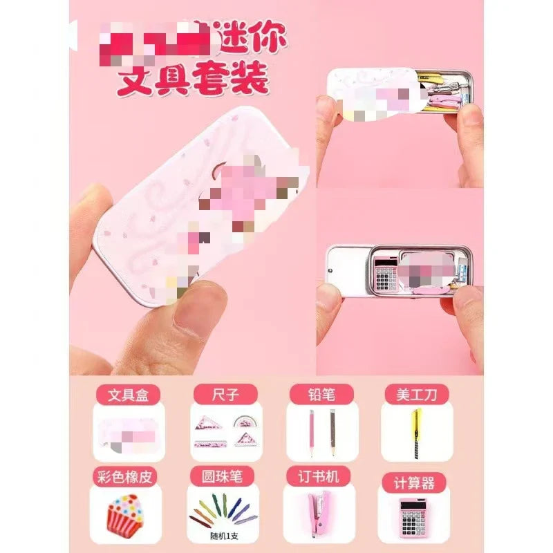 KTX-793811 Miniature Simulation Pencil Case for Dollhouse Decoration - Educational Mini Toy Set