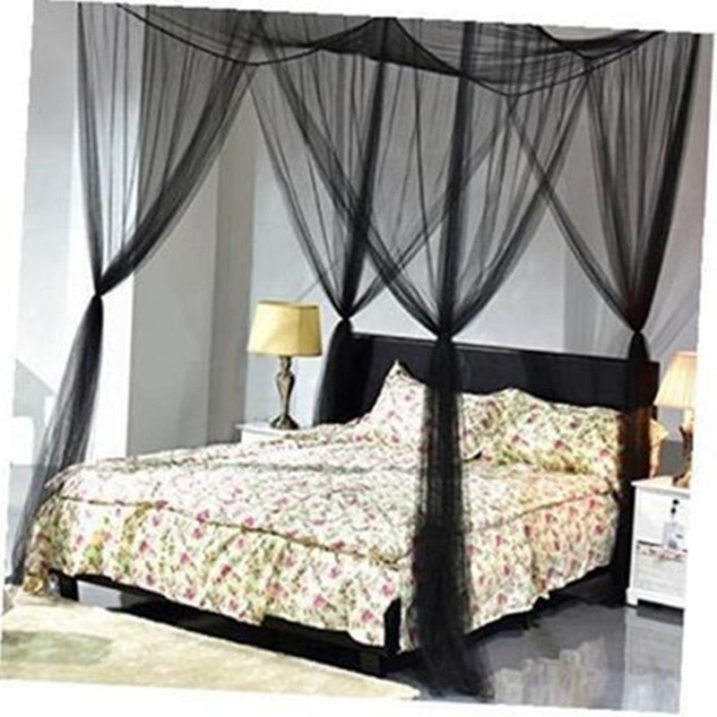 KTX-793939 Universal Palace Mosquito Net for Single & Double Beds - Four Openings, Dark Green, Easy Installation