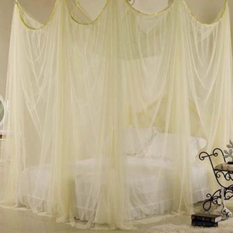 KTX-793939 Universal Palace Mosquito Net for Single & Double Beds - Four Openings, Dark Green, Easy Installation