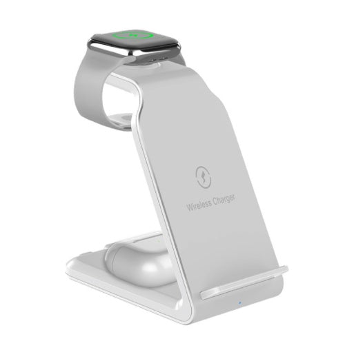 KTX-794195 Vertical 15W Fast Charging Wireless Charger - Three-in-One Desktop Stand with Dual-Coil Design