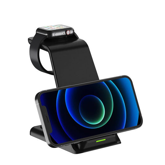 KTX-794195 Vertical 15W Fast Charging Wireless Charger - Three-in-One Desktop Stand with Dual-Coil Design