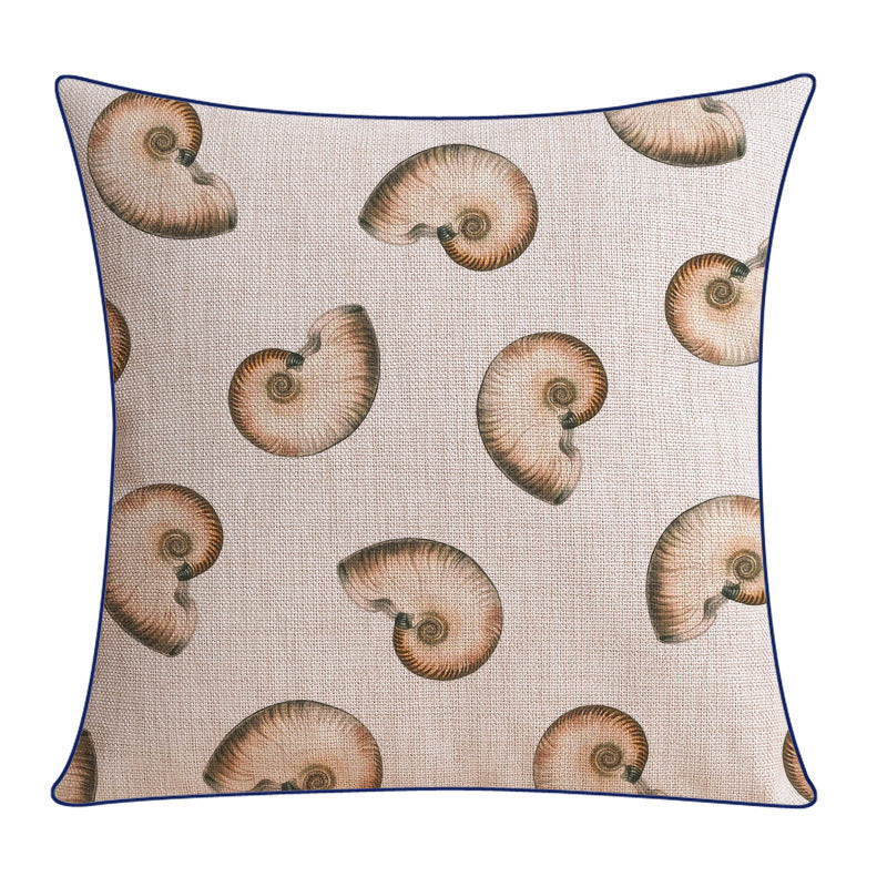 KTX-796243 Classical Seaweed Starfish Thick Cotton Linen Pillow Cover - Multiple Sizes Available