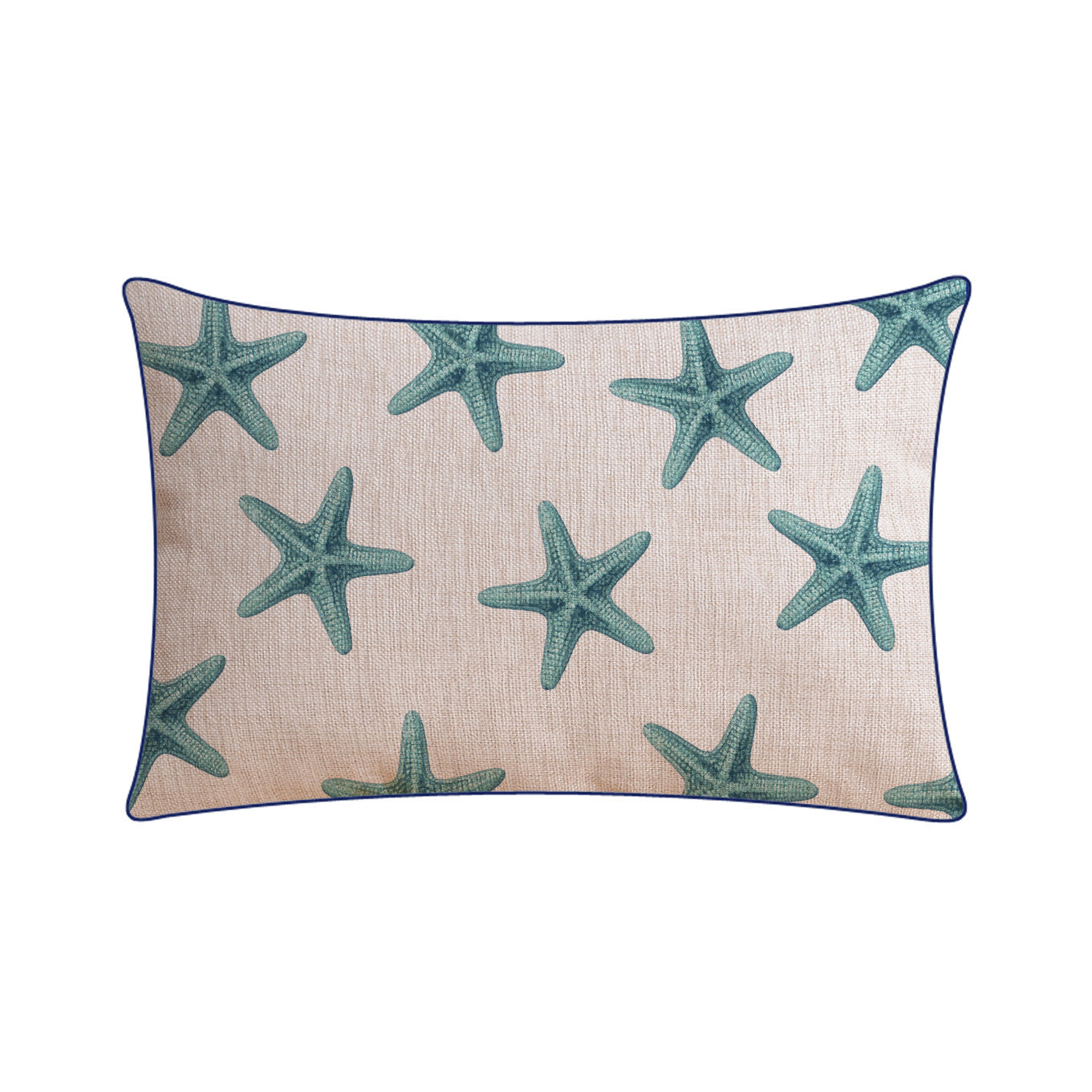 KTX-796243 Classical Seaweed Starfish Thick Cotton Linen Pillow Cover - Multiple Sizes Available