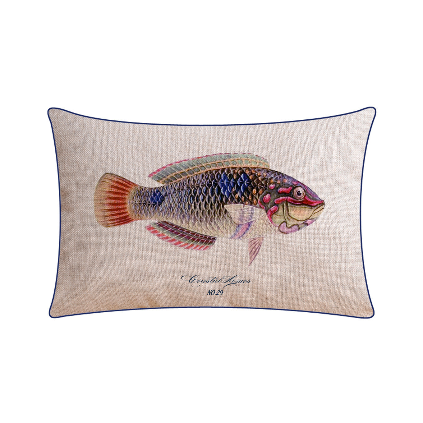 KTX-796243 Classical Seaweed Starfish Thick Cotton Linen Pillow Cover - Multiple Sizes Available