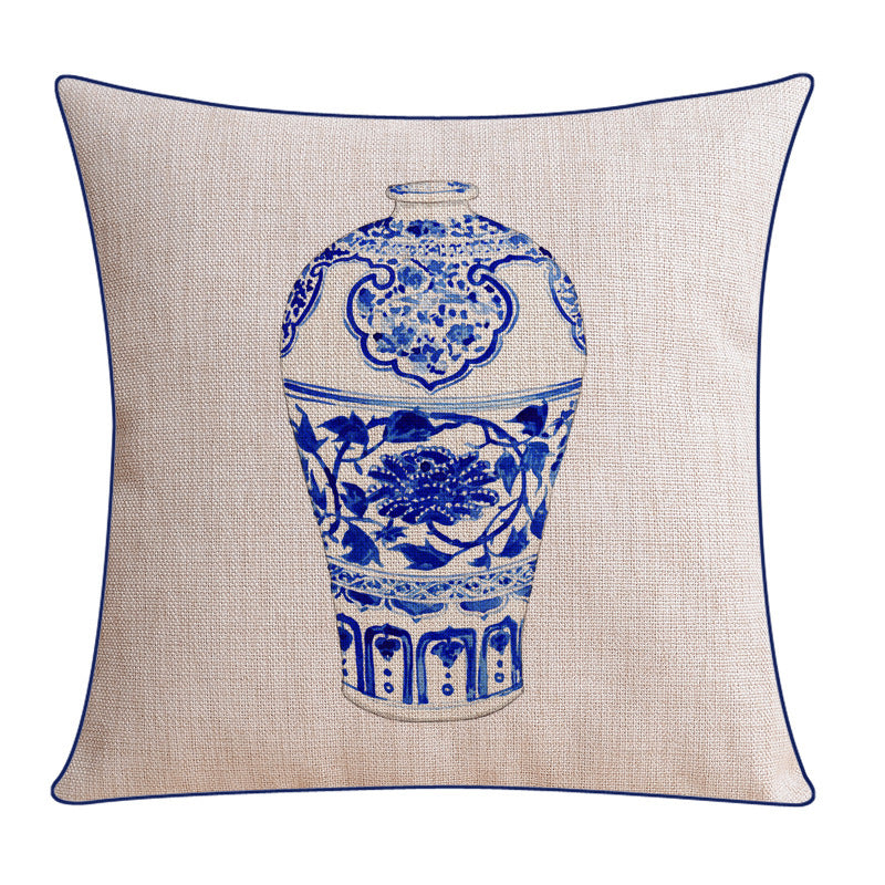 KTX-796243 Classical Seaweed Starfish Thick Cotton Linen Pillow Cover - Multiple Sizes Available