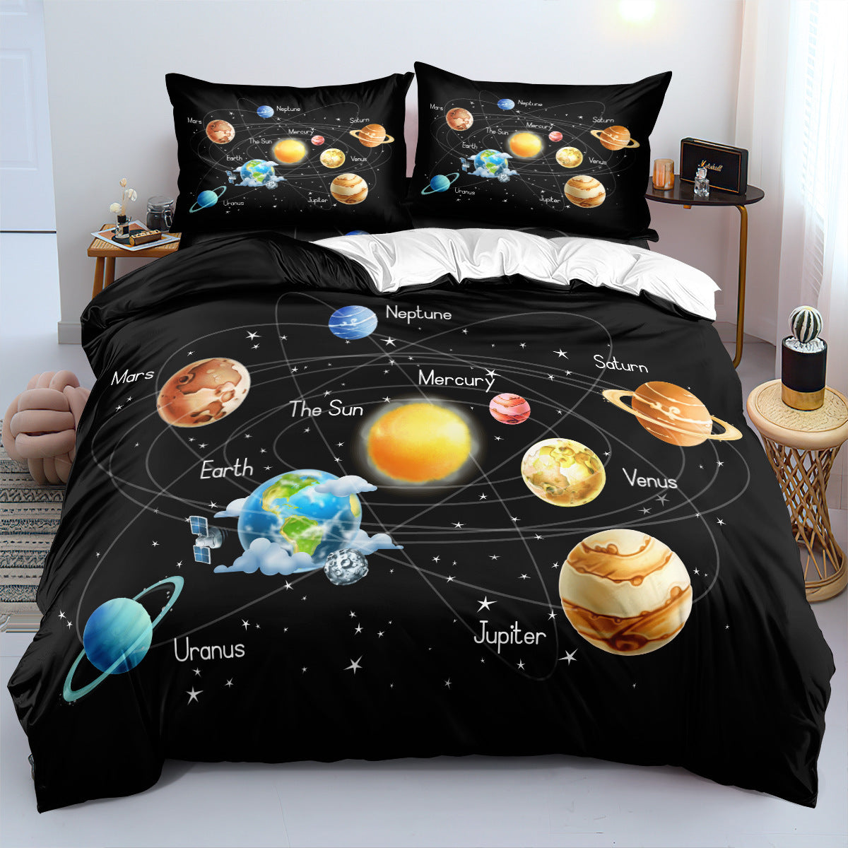 KTX-796435 Cartoon Anime Digital Printed Three-Piece Bedding Set in Yellow