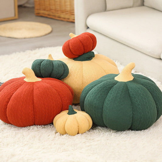 KTX-796755 Pumpkin Round Silk Plush Pillow in Various Colors and Sizes