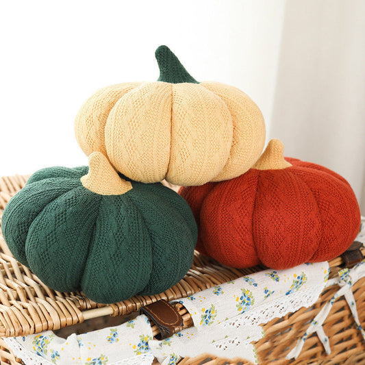 KTX-796755 Pumpkin Round Silk Plush Pillow in Various Colors and Sizes