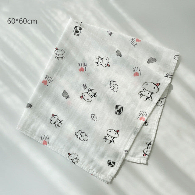 KTX-797267 Cotton Gauze Baby Quilt - Soft 60x60cm Wrap in Multiple Colors