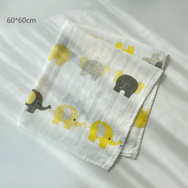 KTX-797267 Cotton Gauze Baby Quilt - Soft 60x60cm Wrap in Multiple Colors