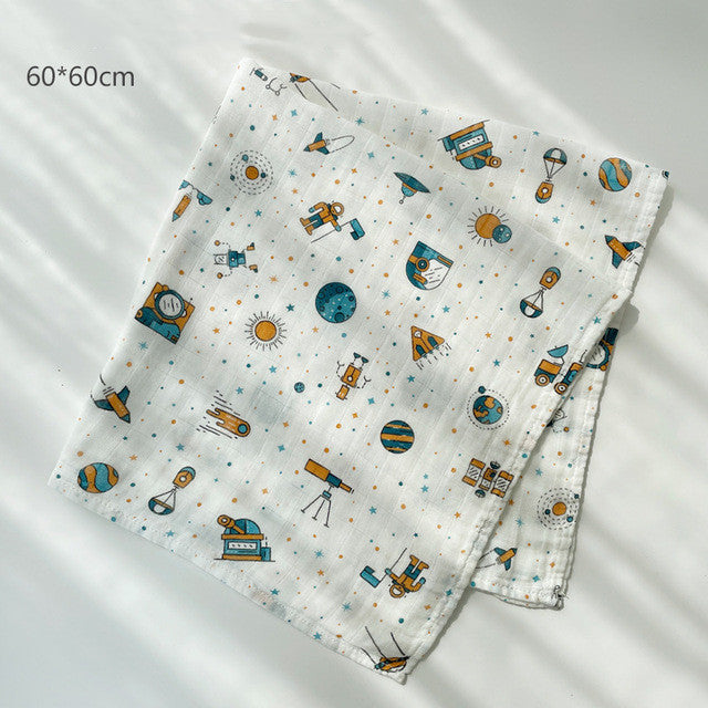 KTX-797267 Cotton Gauze Baby Quilt - Soft 60x60cm Wrap in Multiple Colors