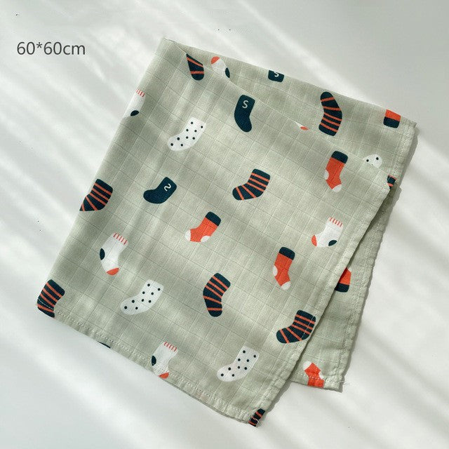KTX-797267 Cotton Gauze Baby Quilt - Soft 60x60cm Wrap in Multiple Colors