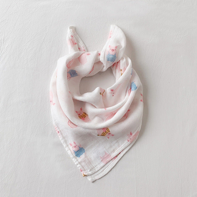 KTX-797267 Cotton Gauze Baby Quilt - Soft 60x60cm Wrap in Multiple Colors