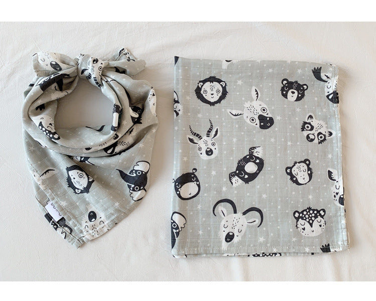 KTX-797267 Cotton Gauze Baby Quilt - Soft 60x60cm Wrap in Multiple Colors