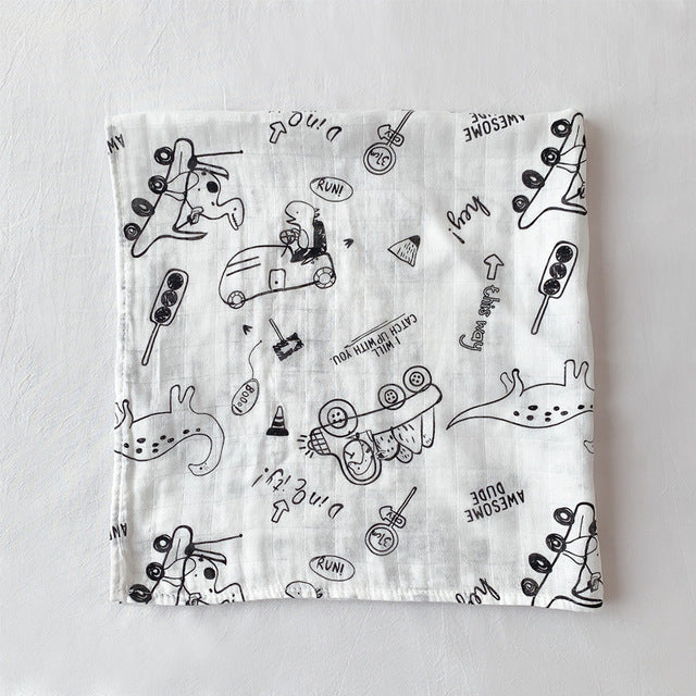 KTX-797267 Cotton Gauze Baby Quilt - Soft 60x60cm Wrap in Multiple Colors