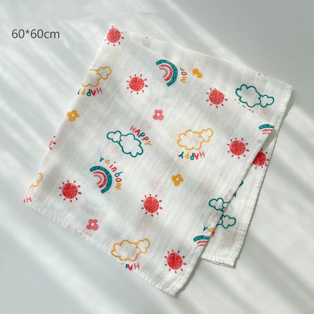 KTX-797267 Cotton Gauze Baby Quilt - Soft 60x60cm Wrap in Multiple Colors