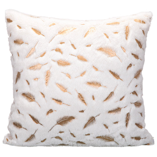 KTX-797267 Nordic Solid Color Plush Pillowcase with Imitation Feather Design - Available in Four Colors