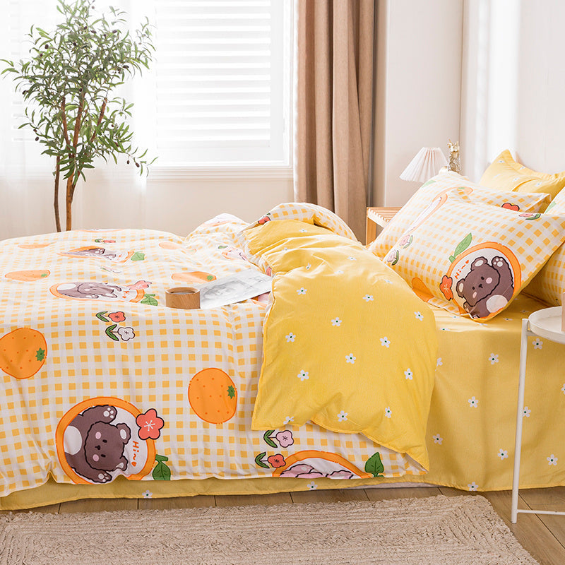 KTX-797395 Cartoon-Themed Four-Piece Bedding Set in Skin-Friendly Cotton for 1.5m, 1.8m, and 2.0m Beds