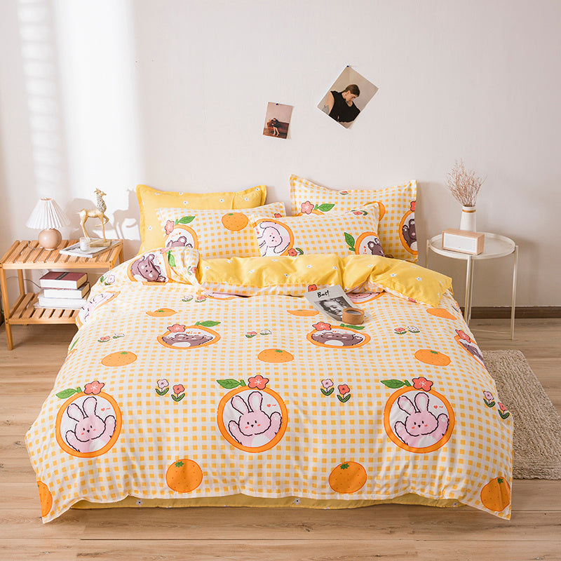 KTX-797395 Cartoon-Themed Four-Piece Bedding Set in Skin-Friendly Cotton for 1.5m, 1.8m, and 2.0m Beds