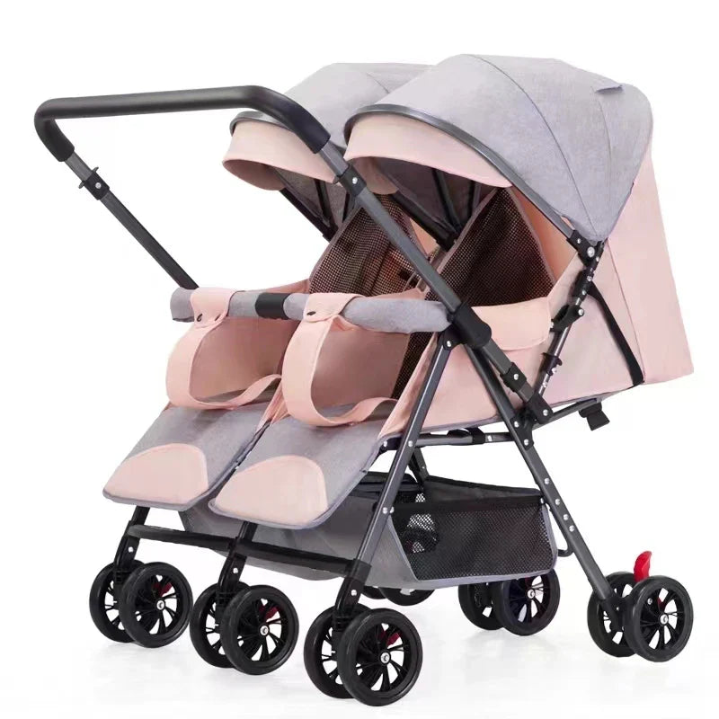KTX-797779 Luxury Twin Baby Stroller with Be-Directional Foldable Design for Two Children