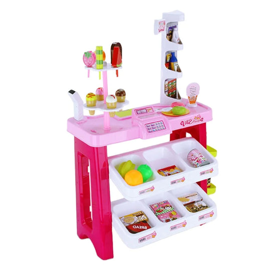 KTX-798419 Pretend Play Ice Cream Shop Toy Set for Kids Ages 6 and Up, Colorful ABS Plastic, 76x56x27cm