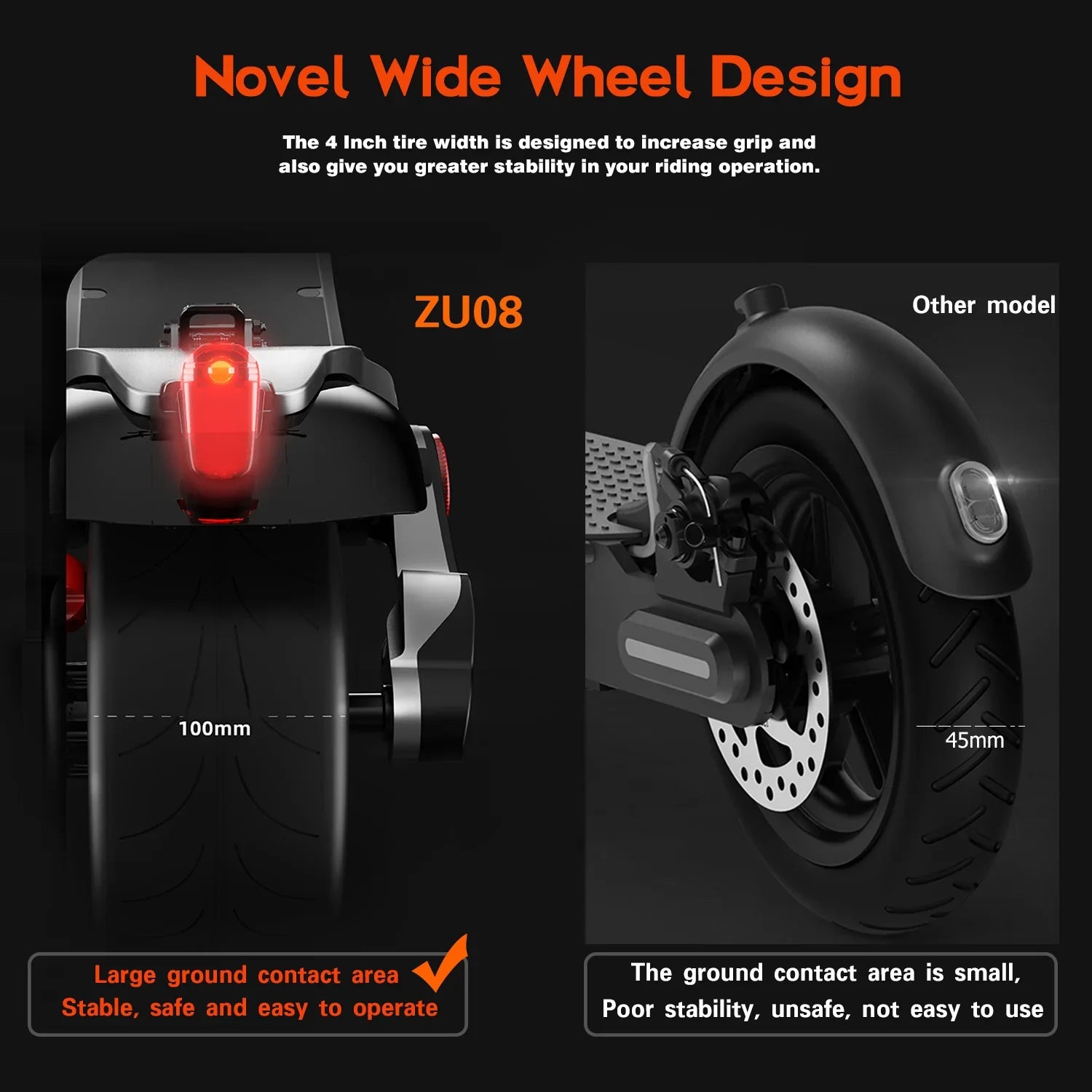 KTX-798611 Wide Wheel Pro Electric Scooter, 48V 1000W Dual Motor, Fat Tire, Foldable, 40-60km Range, Max Speed 30-50km/h