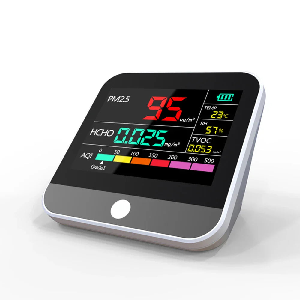 KTX-798931 8-in-1 Indoor Air Quality Monitor with PM2.5, TVOC, HCHO, and AQI Detection