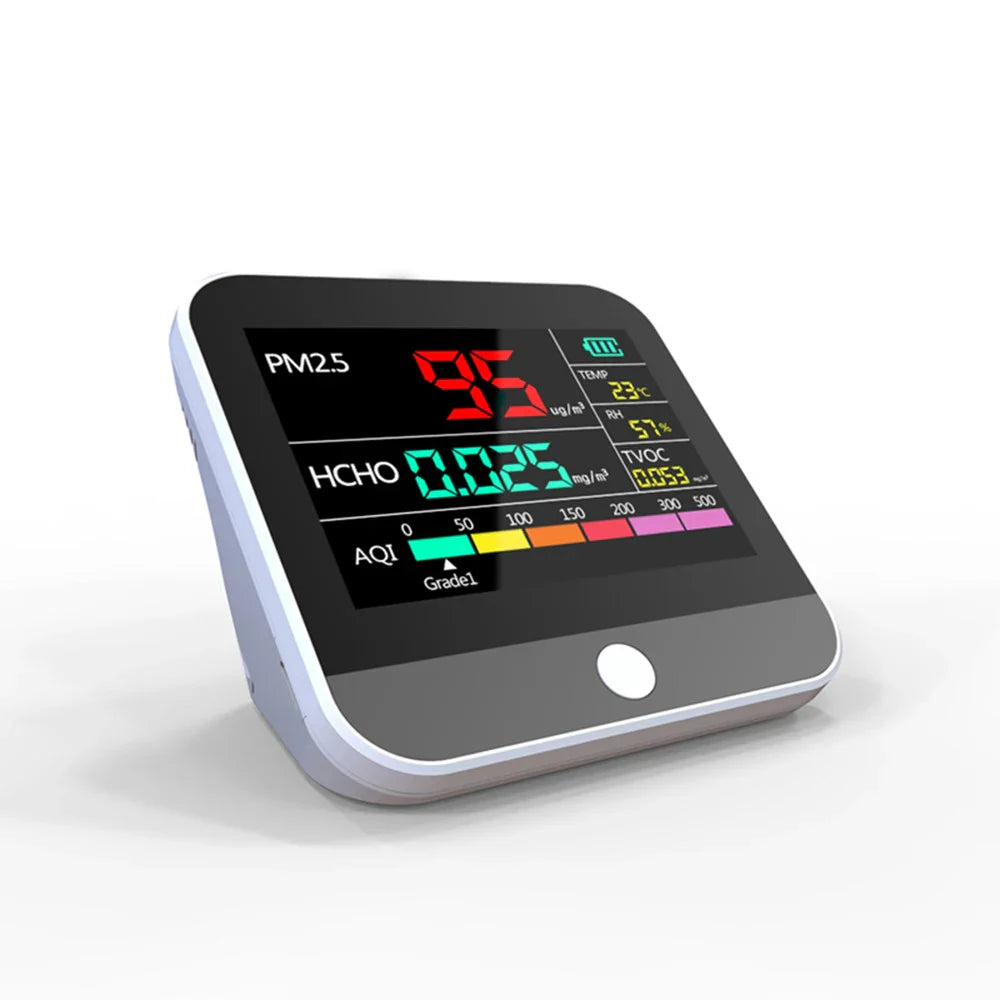 KTX-798931 8-in-1 Indoor Air Quality Monitor with PM2.5, TVOC, HCHO, and AQI Detection