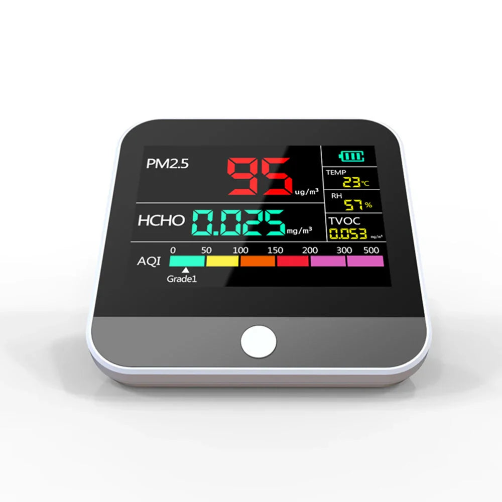 KTX-798931 8-in-1 Indoor Air Quality Monitor with PM2.5, TVOC, HCHO, and AQI Detection